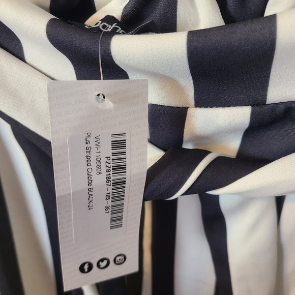 Boohoo Striped Culotte Dress Pants Black and White Plus Size 20 - Picture 5 of 9